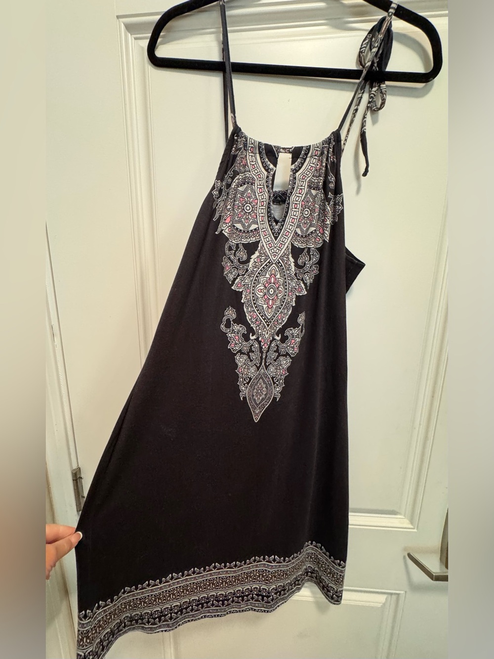 Black Paisley Print Spaghetti Strap Dress